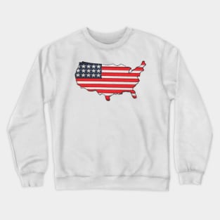 Embroidery American Flag Map Crewneck Sweatshirt